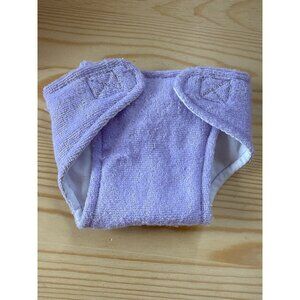 Reusable Baby Doll Diaper With Adjustable Velcro Closure In Lavender Terrycloth
